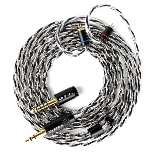 KBEAR - Cable IEM P34, 5N de 2 hebras de 98 núcleos OFC chapado en plata, cable de 2 pines, enchufe intercambiable de 0.138 in/0.173 in, auriculares