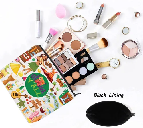 Miniatura 3 de LEVLO Aloha Hawaii - Bolsa de maquillaje para cosméticos, regalo de viaje, bolsa con cremallera para guitarra de playa, regalo de fiesta hawaiana