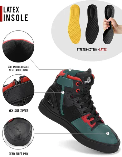 Miniatura 5 de Grapelet Zapatos de motocicleta para hombre, antideslizantes, botas protectoras de motocross con cremallera lateral, soporte de tobillo