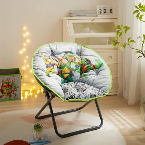 Miniatura 6 de Nickelodeon Teenage Mutant Ninja Turtles Silla Platillo, Silla Plegable para Niños de 23" con Marco de Metal, Diseño Mutant Mayhem, Edades 3+
