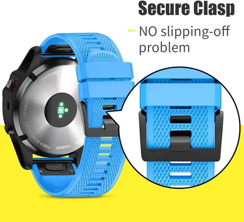 Miniatura 5 de ANCOOL - Correa para Garmin Fenix 5, de ajuste fácil, de silicona suave de 22 mm de ancho, correa de reloj para Garmin Fenix 5 Azul