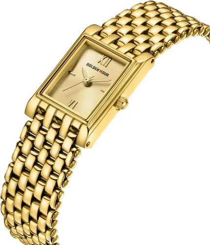 Miniatura 3 de GOLDEN HOUR Reloj de oro con pulsera rectangular vintage para mujer