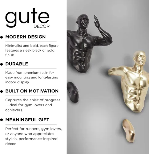 Miniatura 4 de Corredores de pared, estatuas de atleta, juego de 2 esculturas altas para hombres y mujeres, escultura artística de escalada para pared, decoración