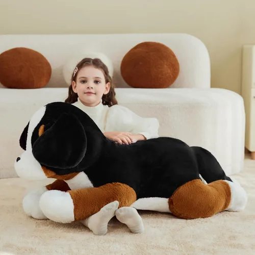 Miniatura 7 de IKASA - Perro de montaña bernese gigante de peluche, juguetes suaves grandes y jumbo, peluche esponjoso grande de 30" de tamaño enorme y lindo