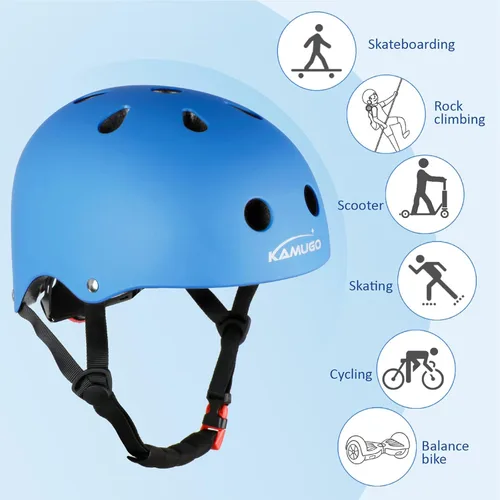 Miniatura 6 de KAMUGO - Casco ajustable para niños, adecuado para niños pequeños de 2 a 14 años, para niños y niñas, seguridad multideportiva para ciclismo, Azul