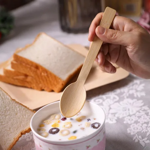 Miniatura 4 de BANBU Utensilios de bambú desechables, 100 cucharas de bambú para comer, 100% biodegradables, compostables, renovables, cubiertos naturales