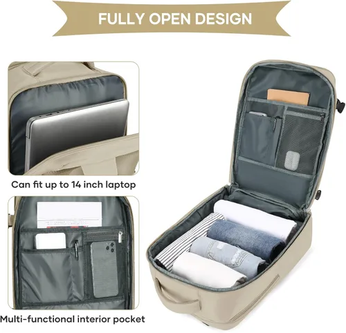 Miniatura 4 de coowoz Mochila Grande de Viaje para Hombres y Mujeres, Mochila de Transporte, Mochila de Senderismo Impermeable para Deportes al Aire Libre, Caqui