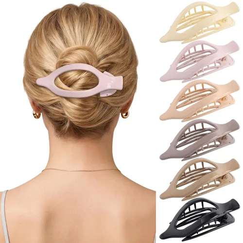 Miniatura 16 de Pinzas de pelo planas francesas para mujer, 6 pinzas planas para cabello fino y grueso, agarre fuerte, agarre antideslizante, pinzas para el cabello