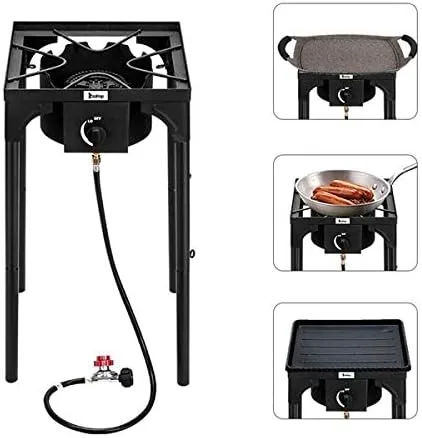 Miniatura 4 de Estufa de campamento para exteriores, cocina de gas propano de alta presión, quemador portátil de hierro fundido para patio