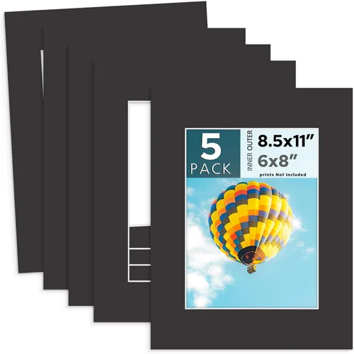 Miniatura 69 de MBC MAT BOARD CENTER, Paquete de 5 paspartús negros de 4x6 para fotos de 3x5, corte biselado, libre de ácido, grosor de 4 capas