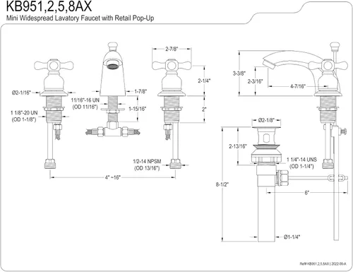 Miniatura 2 de Kingston Brass KB958AX - Grifo de baño mini-extendido, níquel cepillado
