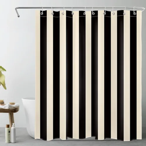 Miniatura 23 de LB Cortina de ducha a rayas naranjas y negras, cortina de ducha de arte estético de Halloween con patrón geométrico para baño, 60 x 72 pulgadas