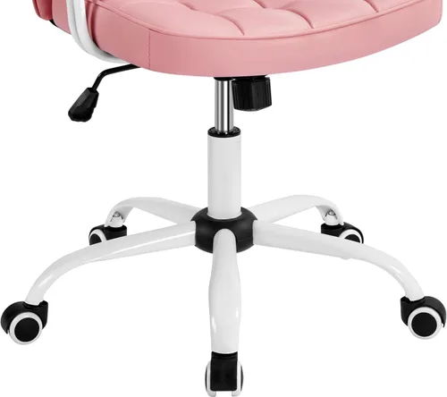Miniatura 7 de Yaheetech Silla de oficina de piel sintética de respaldo medio, moderna silla inclinable ajustable con reposabrazos acolchados desmontables