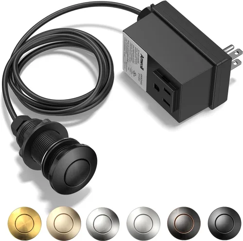 Miniatura 13 de Juego de interruptores de aire ANWOLL para eliminación de basura, acabado en oro cepillado, compatible con grifos Moen de oro cepillado, botón