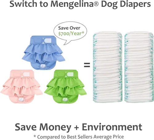 Miniatura 3 de Pañales reutilizables para perras, paquete de 3 pañales lavables para perras, altamente absorbentes, pañales flexibles para perras, a prueba