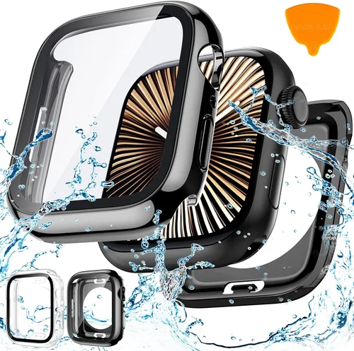 Miniatura 14 de Goton - 2 fundas para protector de pantalla de Apple Watch de 40 mm, series 6/5/4, SE 3/2/1, funda de protección de PC impermeable con vidrio