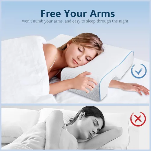 Miniatura 2 de HEYPORK Almohada de memoria arqueada para adultos, almohada de pareja con rebote lento, almohada cervical de espuma viscoelástica anticompresión