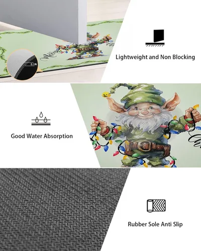 Miniatura 4 de Tapete de baño de gnomos verdes para bañera, tapete antideslizante de secado rápido y absorbente, tierra de diatomeas, fregadero, dormitorio