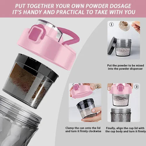 Miniatura 5 de PROCHAIN Botella agitadora eléctrica de proteínas, mezclador de batidos de proteínas, taza de mezcla automática portátil para preentrenamiento, Rosa