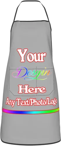 Miniatura 21 de Delantal de diseño personalizado para mujeres y hombres con bolsillos, delantal de cocina personalizado, diseño de logotipo de texto