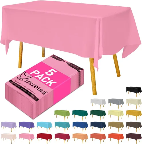 Miniatura 98 de Paquete de 3 manteles de plástico desechables de 54 x 108 pulgadas, manteles de color blanco hueso, manteles de fiesta nupcial para fiestas