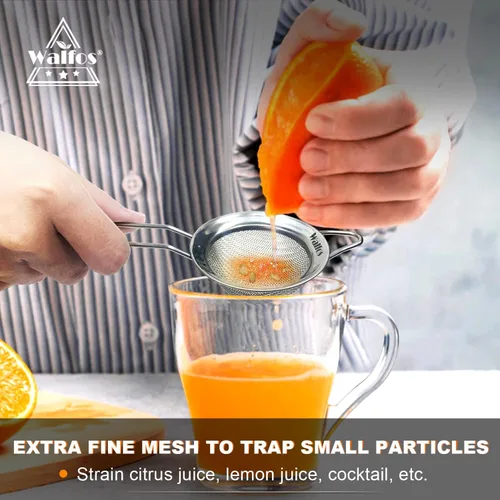 Miniatura 4 de Walfos Pequeño colador de té de malla fina, mini tamiz de acero inoxidable con asa, coladores de metal de cocina de 2.7 pulgadas para té, jugos