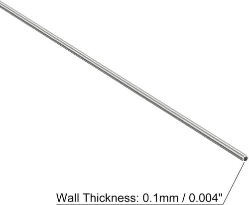 Miniatura 3 de uxcell Tubo capilar de acero inoxidable 304, OD 0,4 mm x 0,1 mm de espesor de pared, 250 mm de longitud, tubería metálica para maquinaria