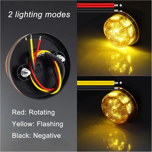 Miniatura 2 de Luz estroboscópica LED de advertencia, luz estroboscópica intermitente, 12 V 24 V, mini faro estroboscópico redondo en la azotea, amarillo claro