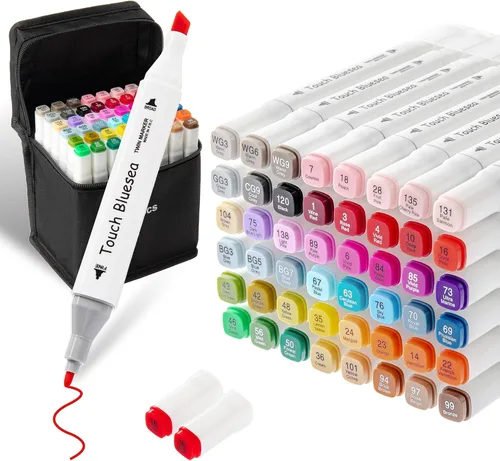 Y YOMA Marcadores de alcohol de 48 colores de doble punta, dibujo artístico, marcador para colorear, boceto permanente, suministros escolares,