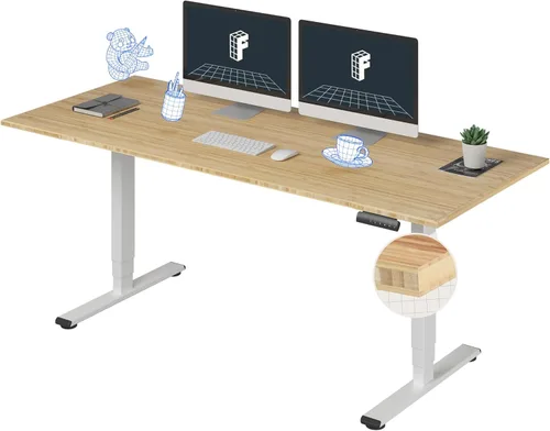 Miniatura 10 de FlexiSpot E6 Bamboo - Escritorio eléctrico de pie de 3 etapas con motor dual de 48 x 24 pulgadas, soporta 220 libras, altura ajustable con ajustes