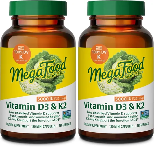 Miniatura 11 de MegaFood Vitamina D3 5000 UI (125 mcg) – Suplementos vegetarianos con vitamina D3 K2 – Apoya los huesos, dientes, músculos y salud inmunológica