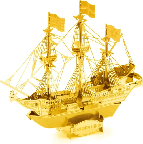 Miniatura 3 de Metal Earth Golden Hind Ship Golden Version 3D Kit de modelo de metal Fascinations