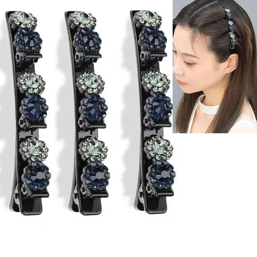 Miniatura 11 de 3 piezas de banda de doble capa, diadema trenzada, horquilla de cocodrilo, pinzas para el cabello, flequillo mágico, horquilla para el cabello