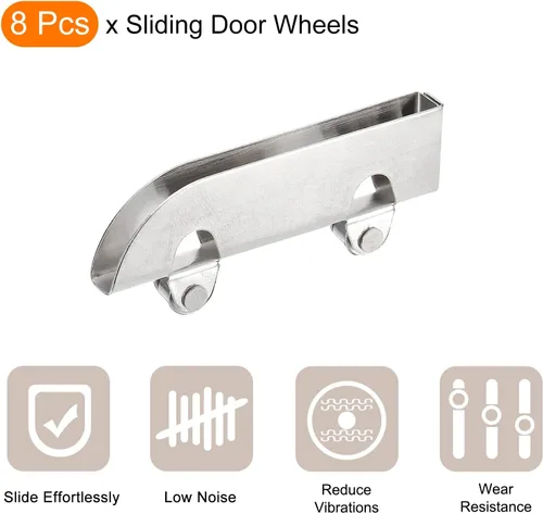 Miniatura 3 de uxcell Conjunto de rodillos para puerta corredera, ruedas de puerta corrediza de patio con rodamientos de bolas, paquete de 8