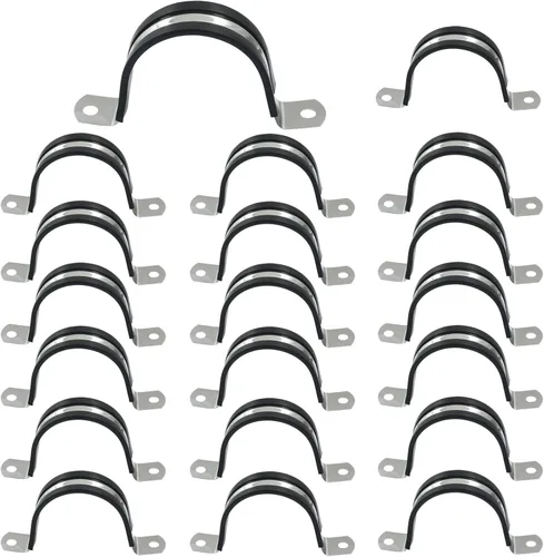 Miniatura 5 de 20 abrazaderas acolchadas de goma de acero inoxidable 304 de 25/32 pulgadas, correa de tubo en U de 0.787 pulgadas para instalación de tubos