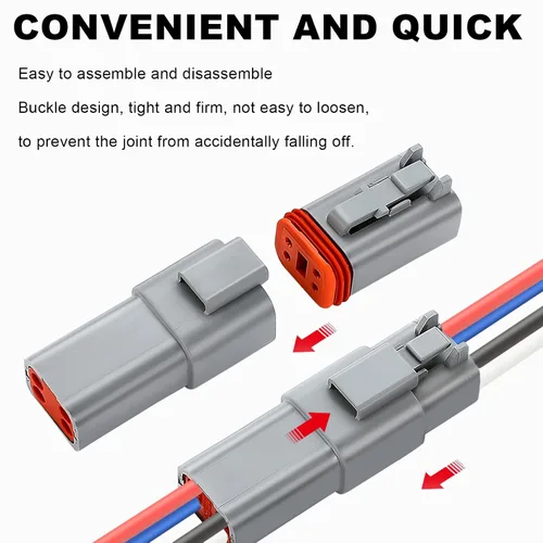 Miniatura 6 de Deutsch - Conector DT de 2 pines, 2 vías DT automotriz, impermeable, conector eléctrico macho hembra, arnés de cableado con cable de 16 AWG