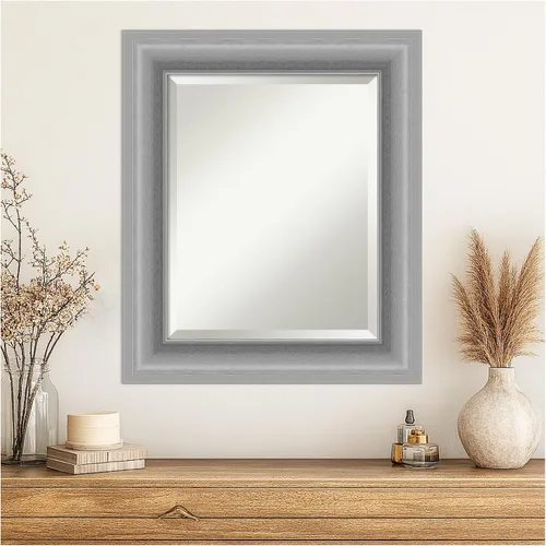 Miniatura 9 de Amanti Art Silver Wall Mirror 26x22 Peak Polished Nickel Rectangle Bathroom Mirror for Wall Decor Living Room, Small Traditional Frame, Hangs