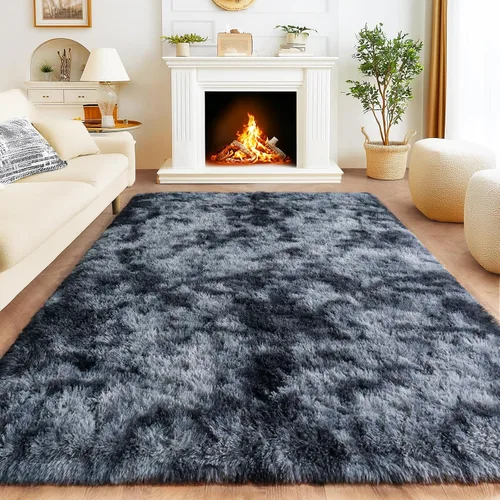 Miniatura 38 de Awaytail Alfombra Esponjosa Lavable 2x3 Pies, Pura Negra Alfombra para Silla de Escritorio Antideslizante, Alfombra Supersuave para Niños