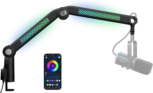 Miniatura 13 de Pantalla antiviento de micrófono Filtro Pop Compatible con HyperX QuadCast - Cubierta de espuma para micrófono con pantalla antiviento peluda