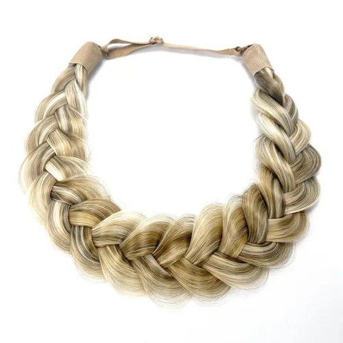 Miniatura 15 de Diadema trenzada sintética clásica de cabello con hebras anchas para boda, trenzas esponjosas desordenadas, banda para peluca, accesorio de belleza