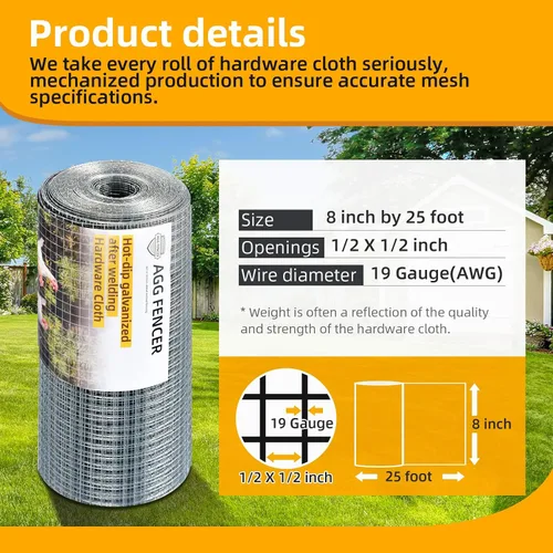 Miniatura 2 de 20 cm x 7,6 m de malla de alambre galvanizado soldado de 1/2 pulgada para gallinero, valla de alambre de pollo de 19Ga, soportes de plantas