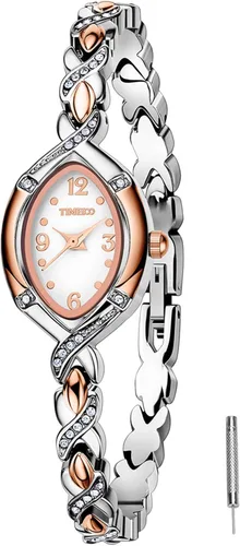 Miniatura 8 de TIME100 Reloj de pulsera para mujer, de cuarzo, con esfera verde, bisel con cristales en el movimiento, correa de pulsera con diamantes, resistente