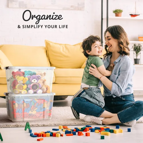 Miniatura 4 de Lifetime Appliance Parts paquete de 6 contenedores organizadores de almacenamiento de plástico de 34 cuartos de galón con tapa ultra duradera