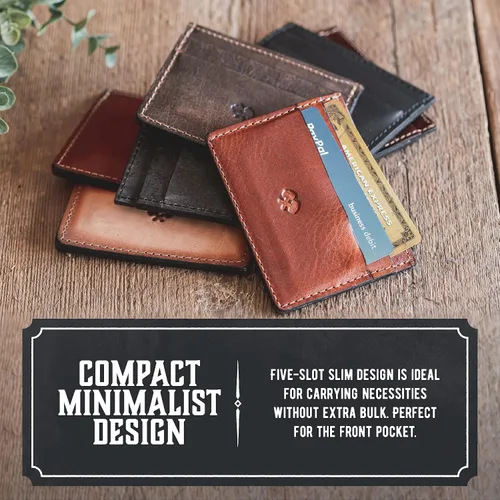Miniatura 3 de Cartera delgada para hombre Fabricada en Estados Unidos Cuero de grano completo