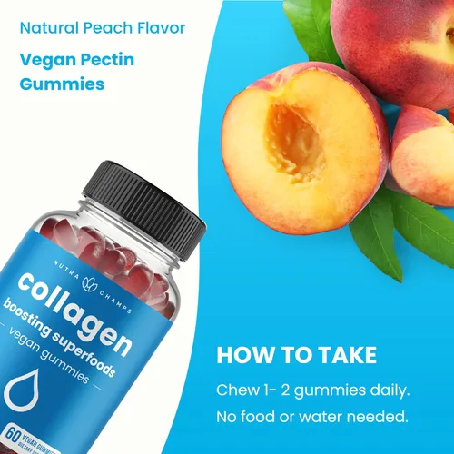 Miniatura 6 de NutraChamps Gomitas estimulantes de colágeno, gomitas de colágeno para producción de colágeno natural, suplementos de pectina vegana masticables