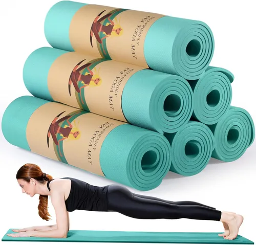 Miniatura 7 de Timgle 6 alfombrillas de yoga de 0.394 in de grosor a granel, 68 x 24 pulgadas, tapete de ejercicio antideslizante resistente al desgarro