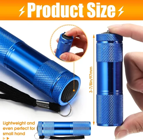 Miniatura 3 de Fumete Juego de 30 mini linternas de aluminio LED de mano, 7 colores, 90 unidades, batería AAA incluida para recuerdos de fiesta, lectura nocturna