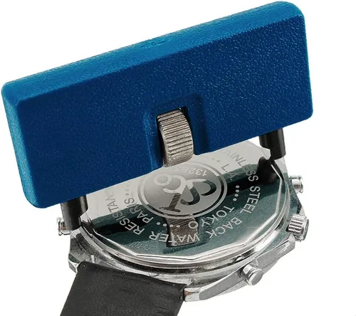Miniatura 2 de MMOBIEL Abridor de caja de reloj, llave de tornillo ajustable compatible con reemplazo de batería y reparación de relojes, Azul, Compacto