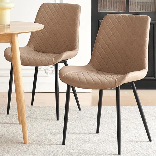 Juego de 2 sillas de comedor de piel sintética, modernas sillas de comedor sin brazos, cómodas sillas de cocina tapizadas con respaldo, patas de