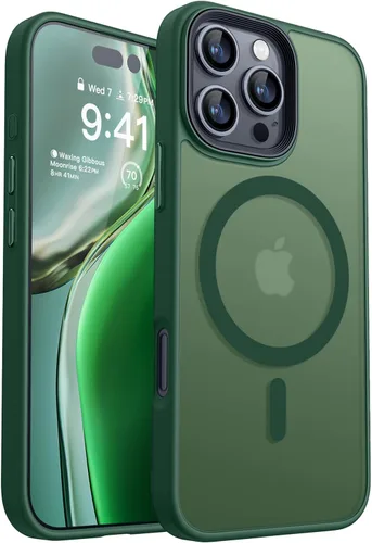Miniatura 20 de CANSHN Funda magnética para iPhone 15 [compatible con MagSafe y probada contra caídas de grado MIL], funda delgada translúcida mate, antiarañazos, a